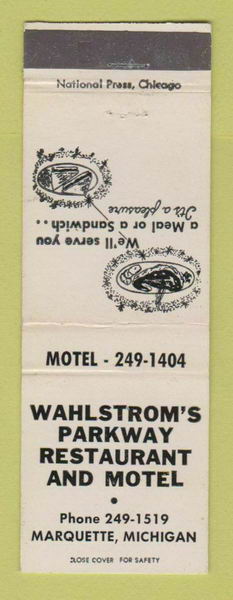 Wahlstroms Parkway Restaurant - Old Matchbook